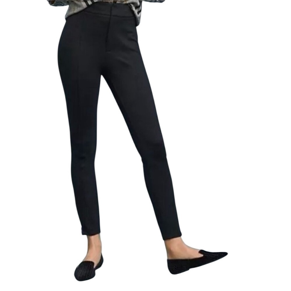 Anthropologie Black Essential Slim Zipper Ankle Fitted Stretch Pants Size 10